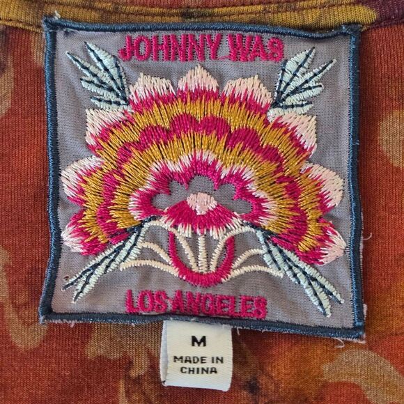 Johnny Was Womens Embers Floral Favorite Long Sleeve Vneck Swing Tee Rust Medium - Picture 2 of 9